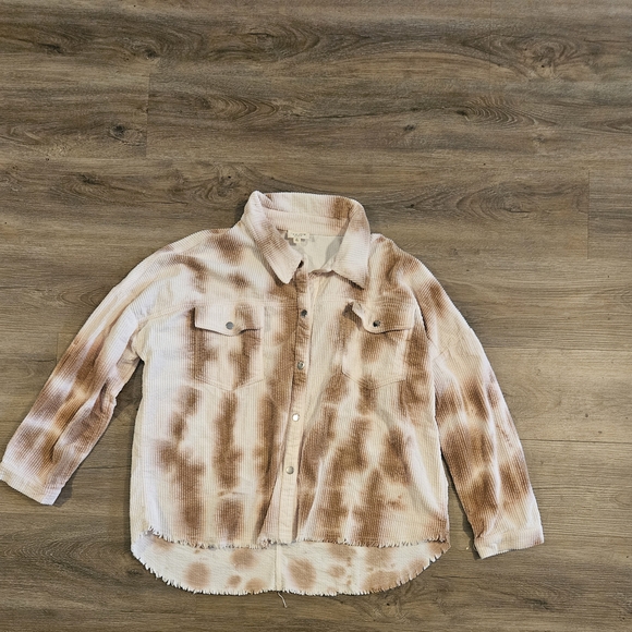 143 Story Corduroy Tie-Dye Button-Up Shacket - Picture 1 of 4